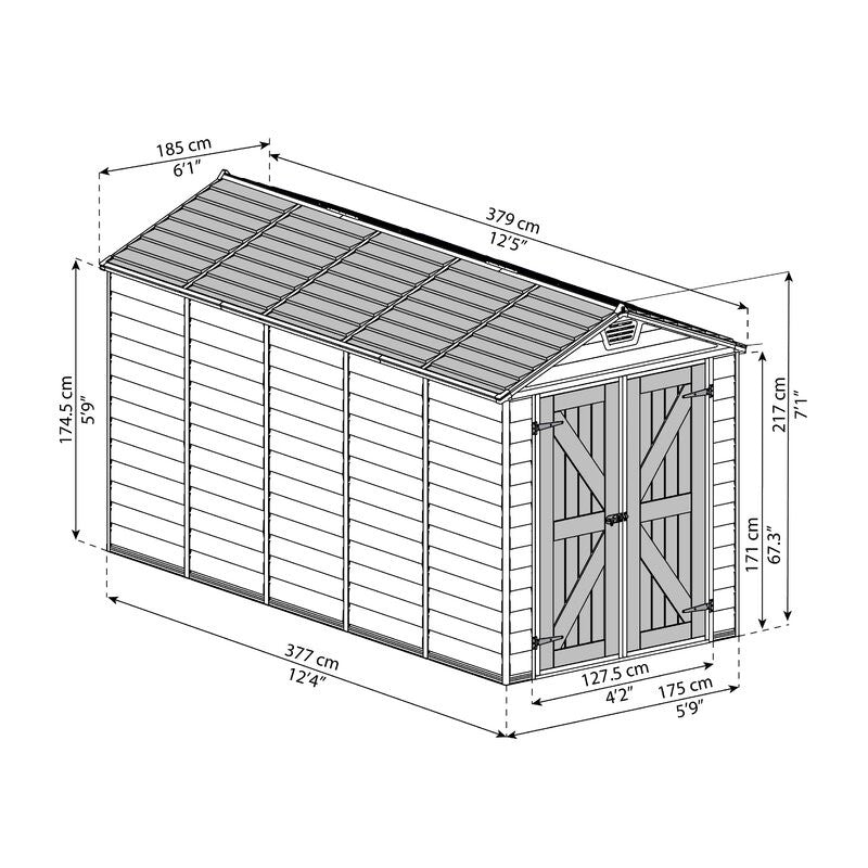 Skylight 6 Ft. W X 12 Ft. D Plastic Storage Shed