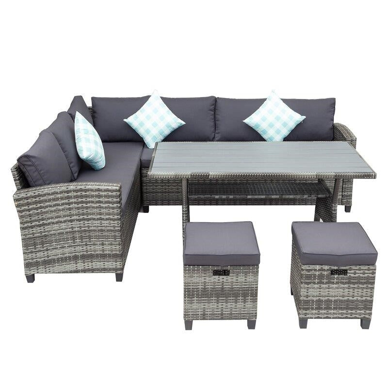 Burgas Wicker/Rattan 7 - Person Seating Group with Cushions