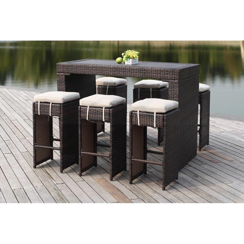Motter Rectangular 6 - Person 59.1'' Long Bar Height Dining Set with Cushions