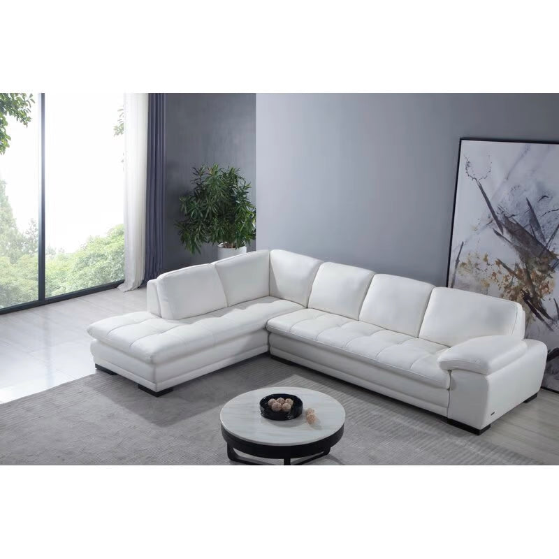 124" Wide Leather Match Sofa & Chaise
