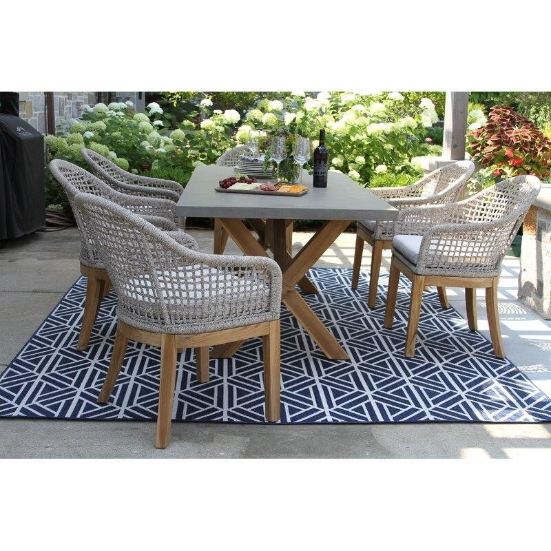 Hayden Rectangular 6 - Person 37.5'' Long Teak Dining Set with Cushions