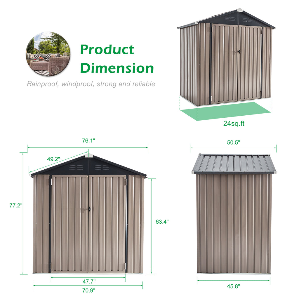 Tremont 6' x 4' Outdoor Metal Storage Shed with Lockable Door for Backyard