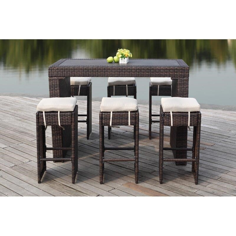 Motter Rectangular 6 - Person 59.1'' Long Bar Height Dining Set with Cushions