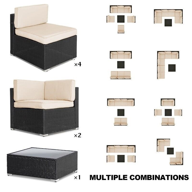 Jovahny Wicker/Rattan 6 - Person Seating Group with Cushions