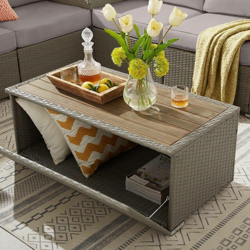 Aaleena Wicker/Rattan 6 - Person Seating Group with Cushions