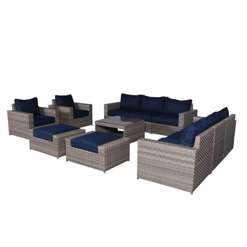 Kordell Wicker/Rattan 10 - Person Seating Group with Cushions