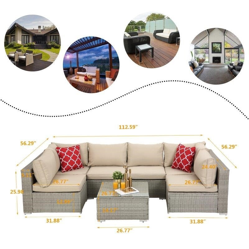 Polla Wicker/Rattan 4 - Person Seating Group with Cushions