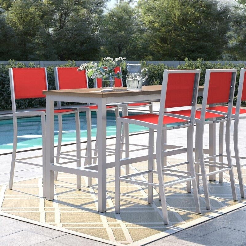 Mckinnon Rectangular 6 - Person 73'' Long Aluminum Bar Height Dining Set