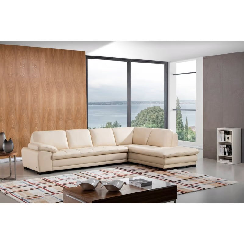 124" Wide Leather Match Sofa & Chaise