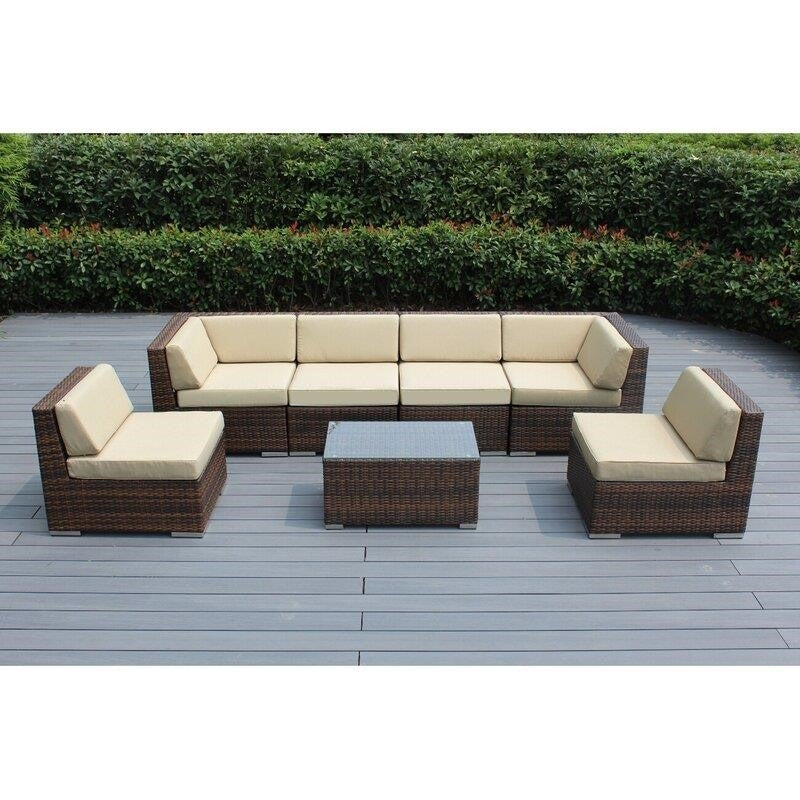 Barneveld Wicker/Rattan 6 - Person Seating Group with Cushions