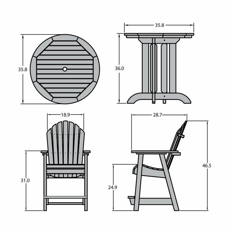 Anette Round 2 - Person 36'' Long Bar Height Dining Set