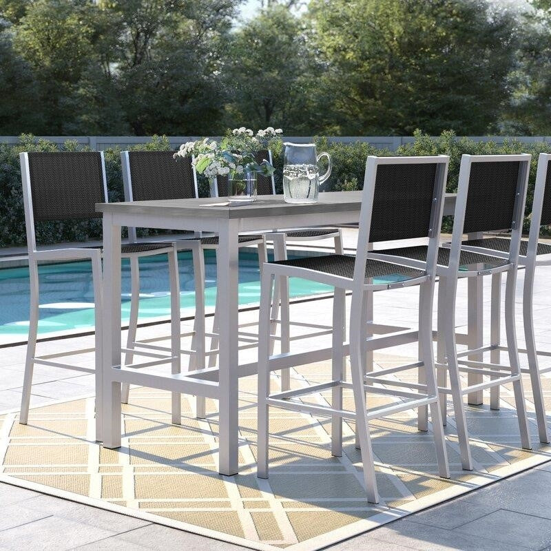 Mckinnon Rectangular 6 - Person 73'' Long Aluminum Bar Height Dining Set
