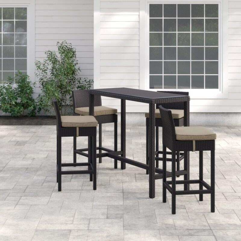Brentwood Rectangular 4 - Person 52'' Long Bar Height Dining Set with Cushions