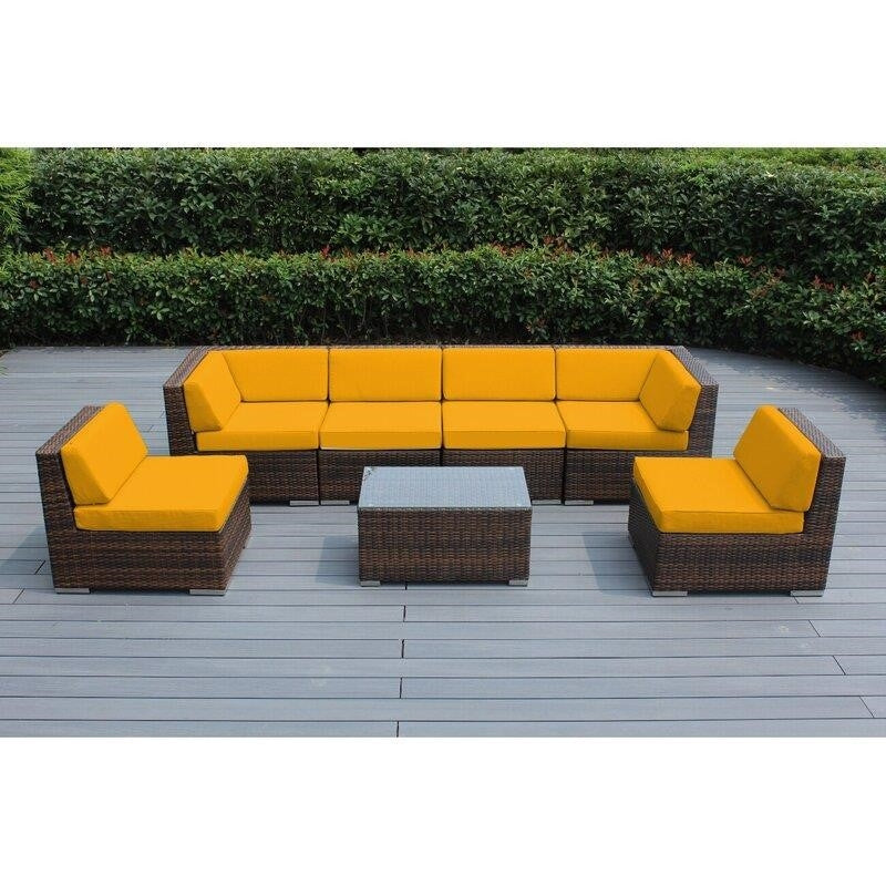 Barneveld Wicker/Rattan 6 - Person Seating Group with Cushions