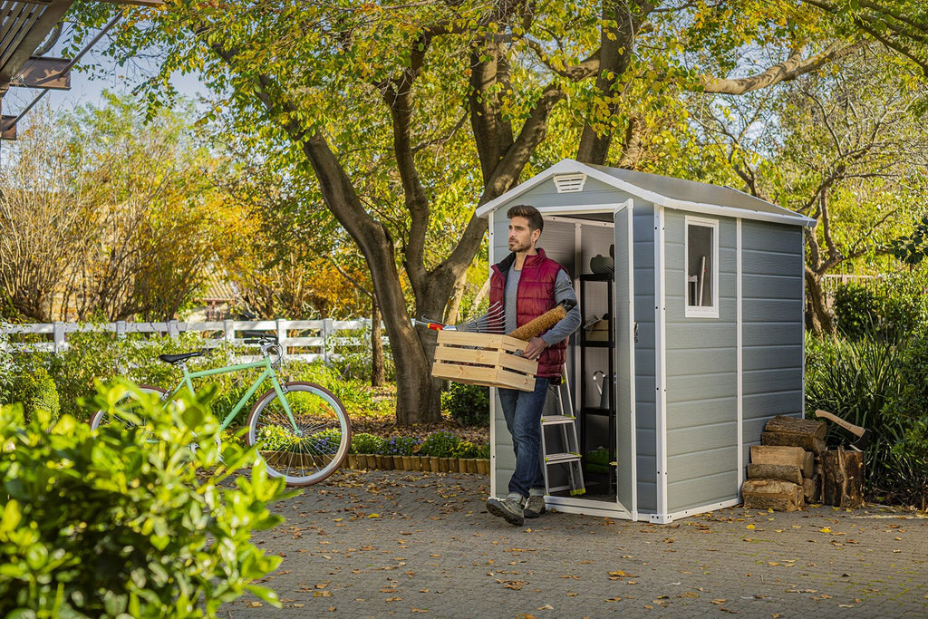 Manor 4 ft. W x 6 ft. D Plastic Vertical Storage Shed