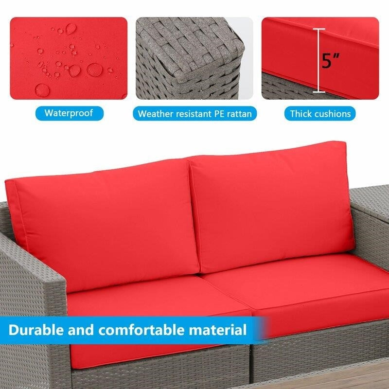 Aaleena Wicker/Rattan 6 - Person Seating Group with Cushions