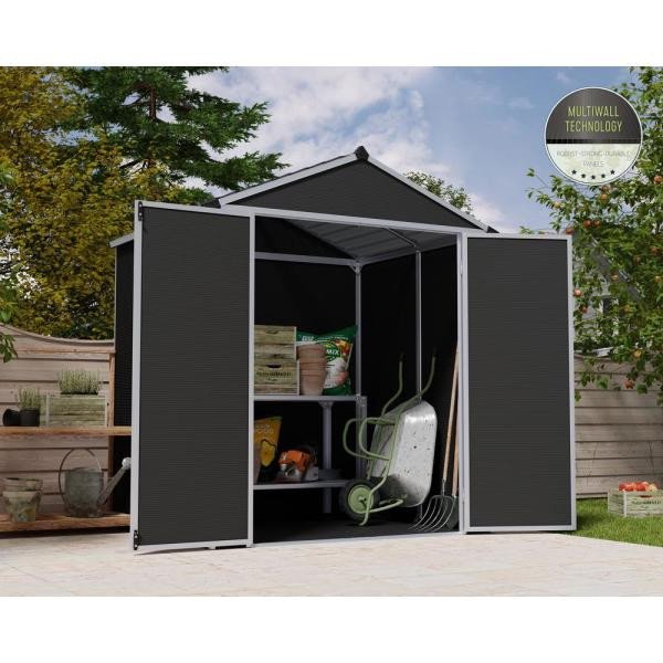 Rubicon 6 ft. x 5 ft. Dark Gray Garden Storage Shed