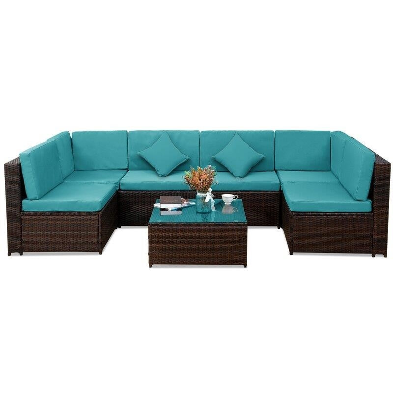 Sondra Wicker/Rattan 6 - Person Seating Group with Cushions