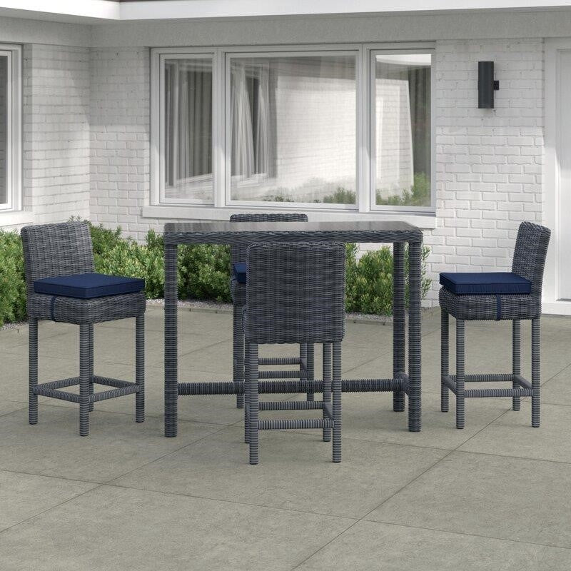 Keiran Rectangular 4 - Person 52'' Long Bar Height Dining Set with Cushions