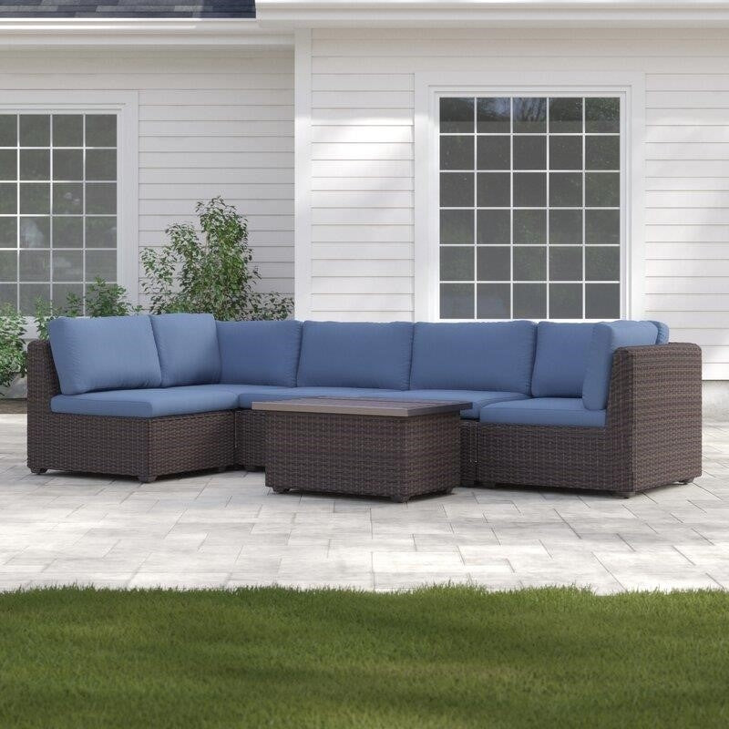 Fernando Wicker/Rattan 5 - Person Seating Group with Cushions