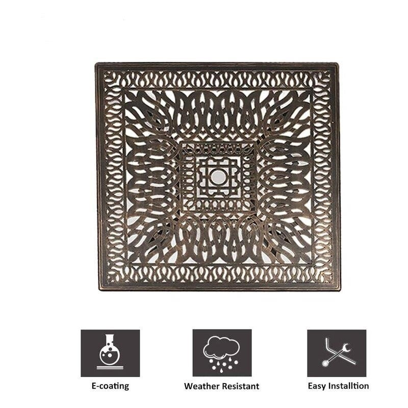 5 Piece Outdoor Dining Patio Set All-Weather Cast Square 4 - Person 35.4" Dining Set