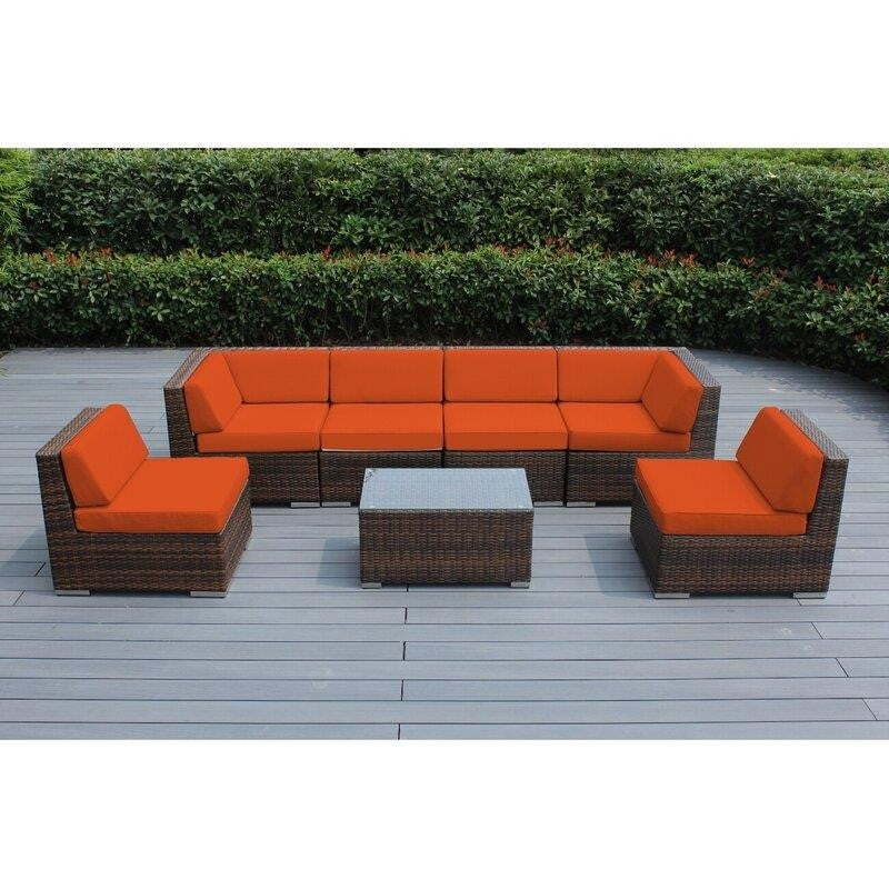 Barneveld Wicker/Rattan 6 - Person Seating Group with Cushions