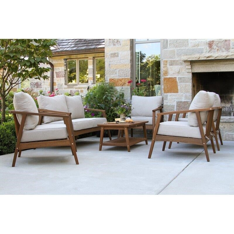 Fred Solid Wood 6 - Person Seating Group with Cushions