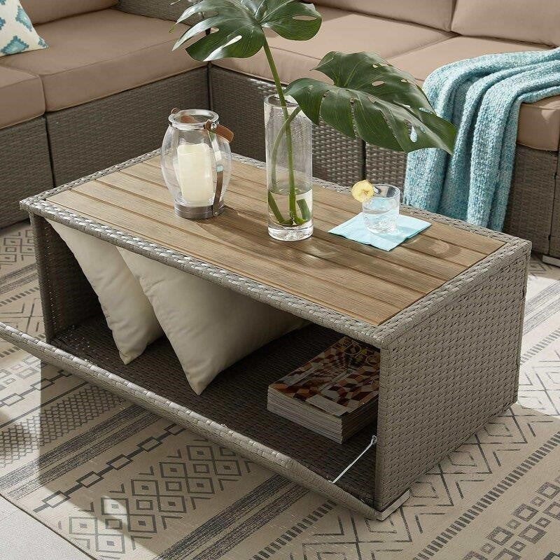 Aaleena Wicker/Rattan 6 - Person Seating Group with Cushions