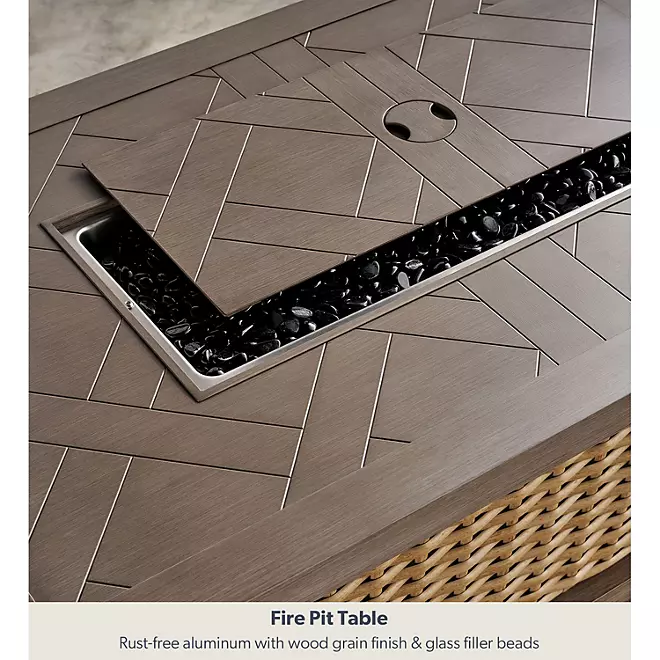 Athena 7-Piece Sectional with Firepit(FREE 120'' Cantilever Umbrella)