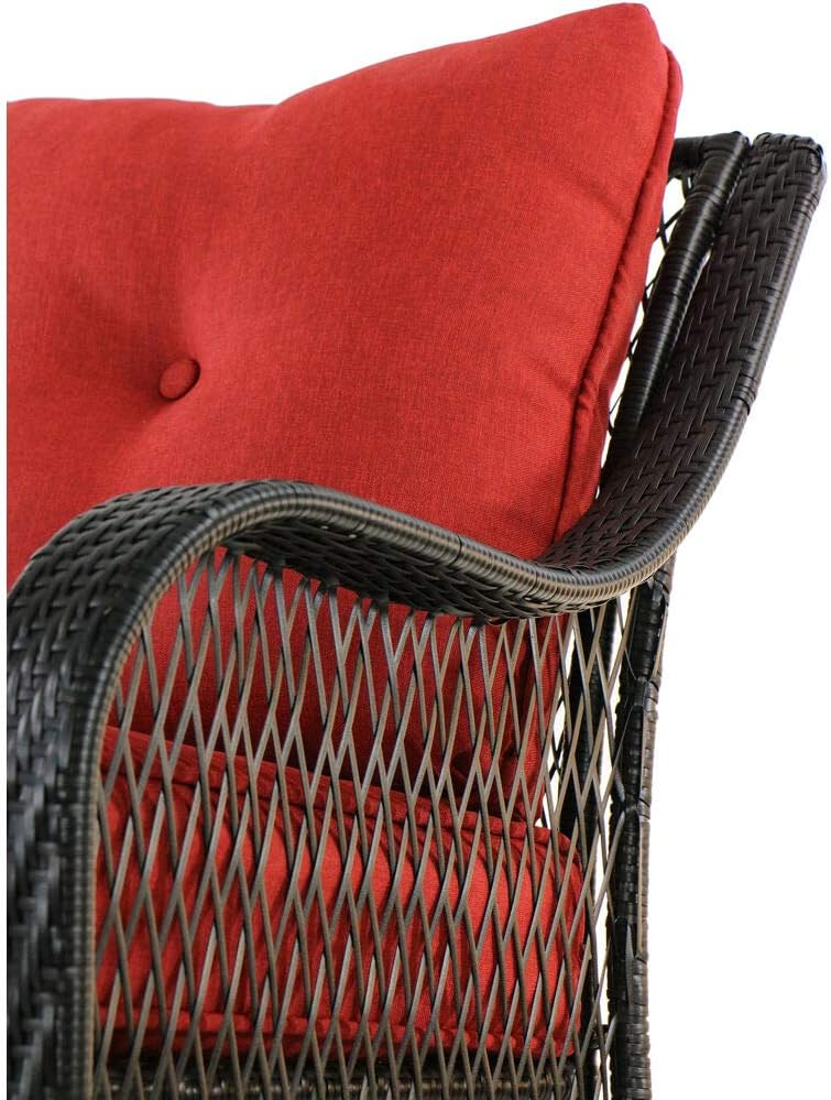 Orleans 5-Piece Steel Patio Fire Pit Conversation Set with Navy Blue Cushions, Swivel Gliders and Square Fire Pit Table