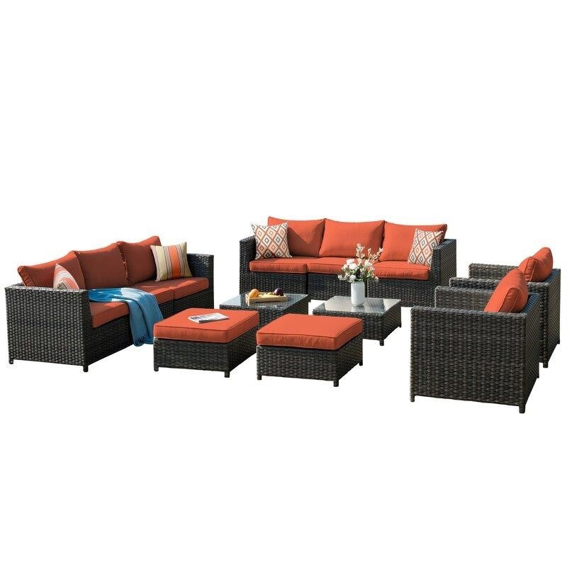 Cassville Wicker/Rattan 8 - Person Seating Group with Cushions