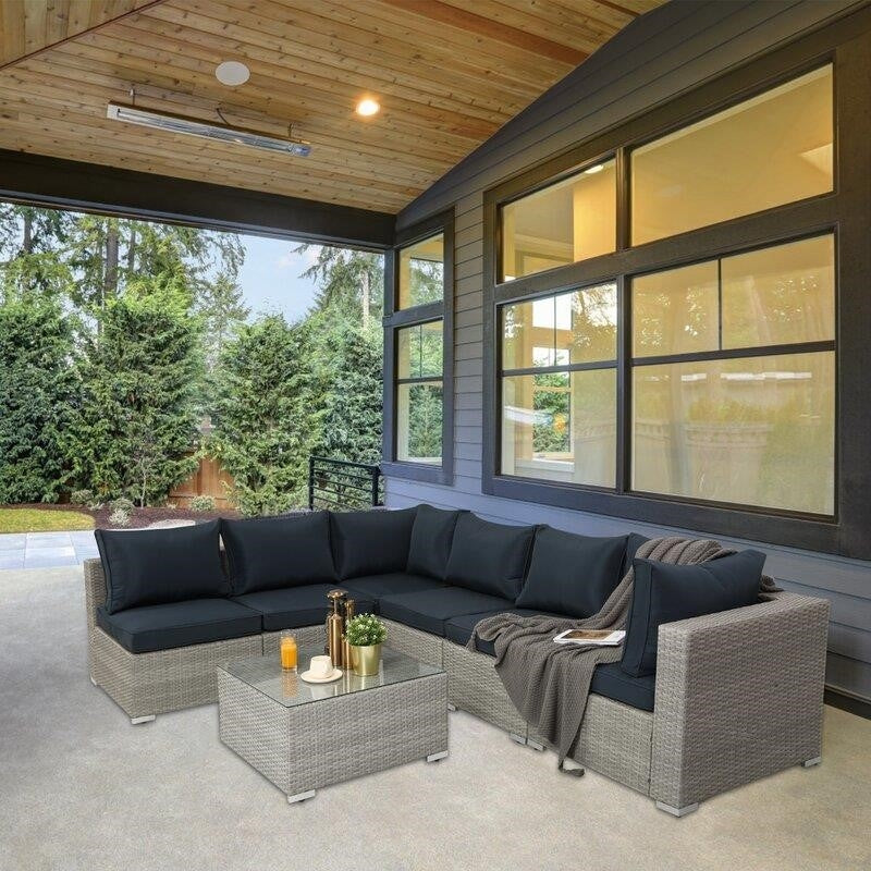 Polla Wicker/Rattan 4 - Person Seating Group with Cushions