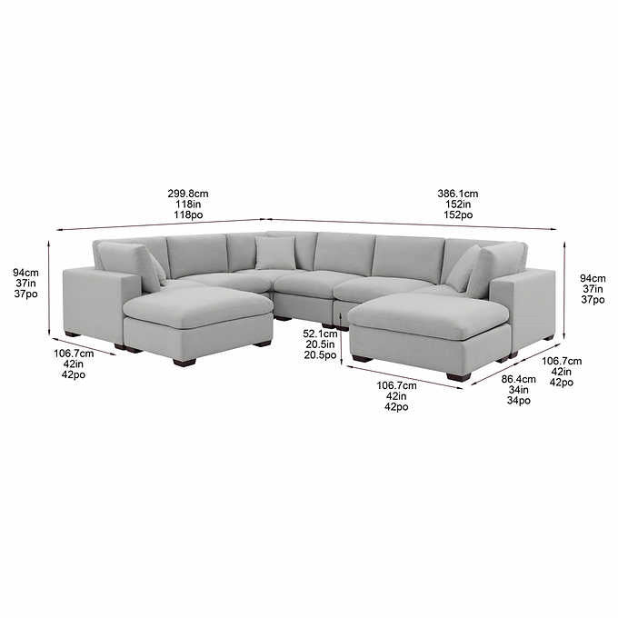 Thomasville Lowell 8-Piece Fabric Modular Sectional（Gray）