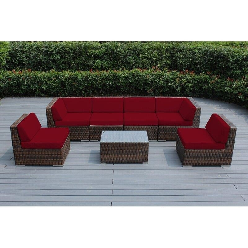 Barneveld Wicker/Rattan 6 - Person Seating Group with Cushions