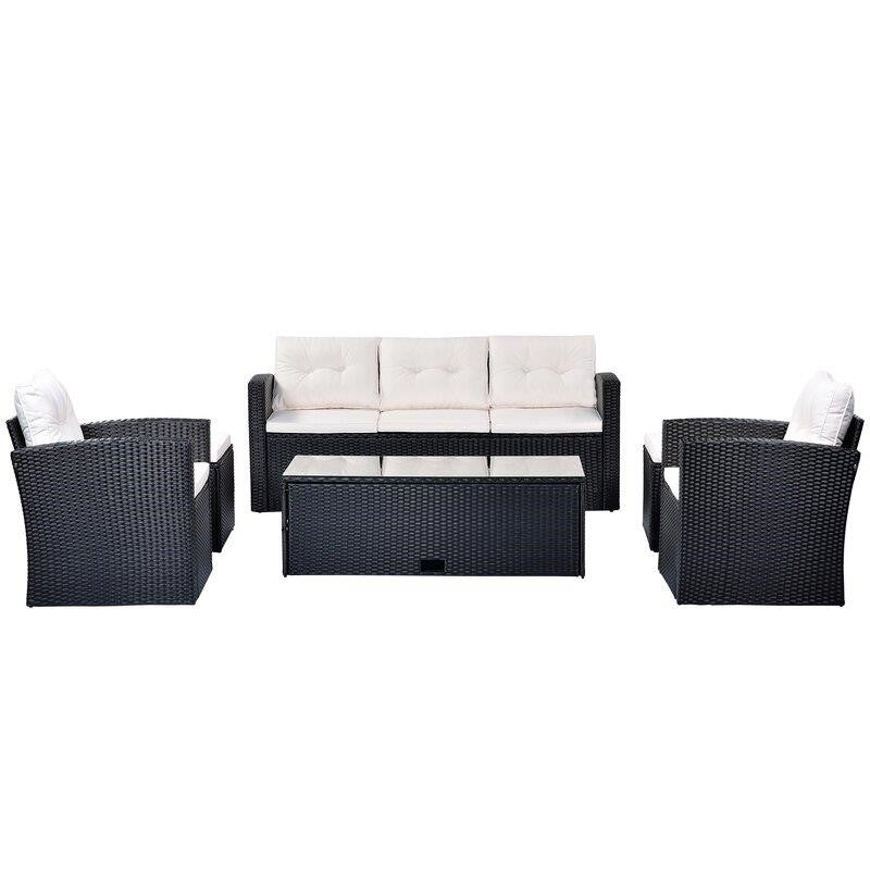 Jakye Wicker/Rattan 7 - Person Seating Group with Cushions