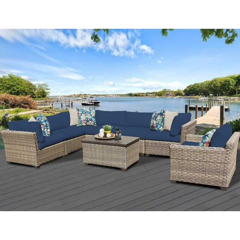 Rochford Wicker/Rattan 7 - Person Seating Group with Cushions