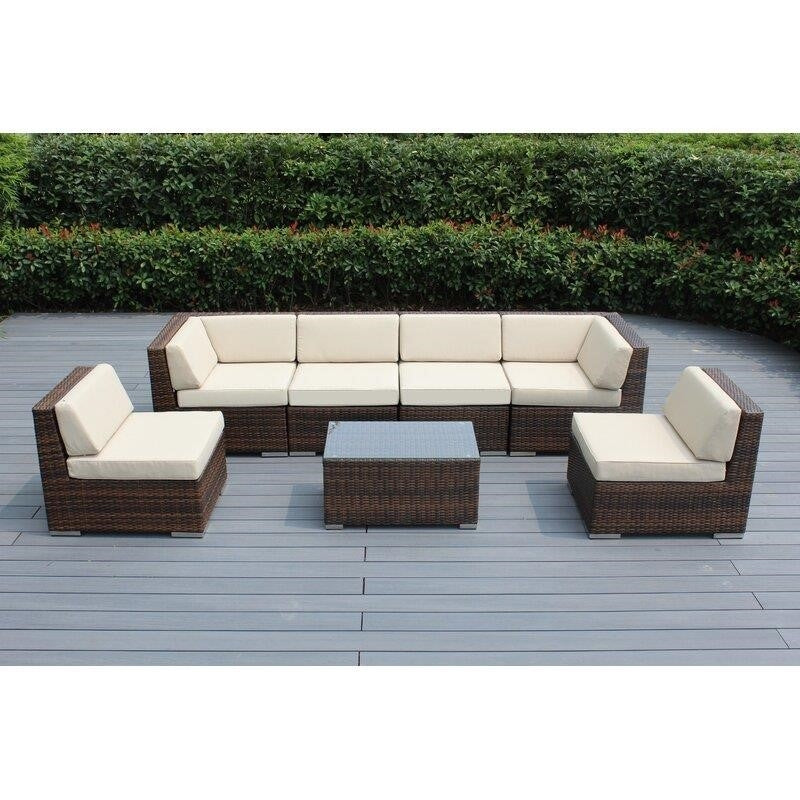 Barneveld Wicker/Rattan 6 - Person Seating Group with Cushions