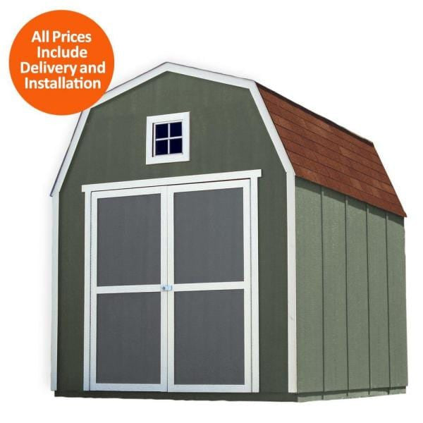 Installed Montana 8 ft. x 10 ft. Wood Storage Shed with Autumn Brown Shingles