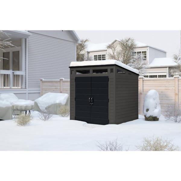 Modernist 7 ft. 2.5 in. x 7 ft. 3.5 in. x 7 ft. 5.5 in. Resin Storage Shed