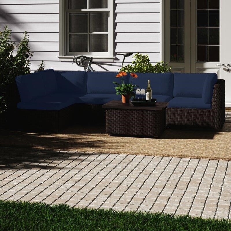 Fernando Wicker/Rattan 5 - Person Seating Group with Cushions