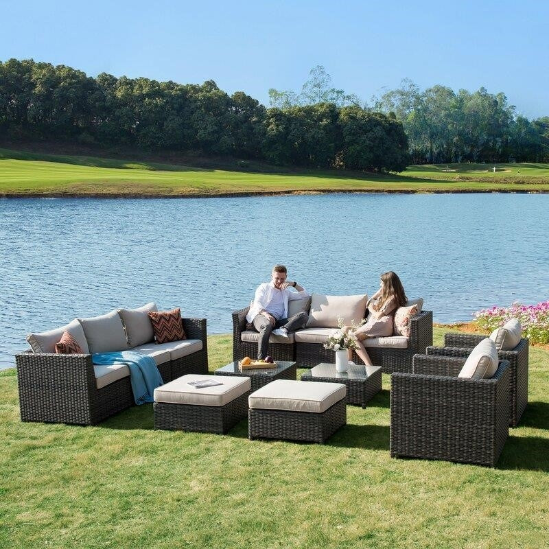 Cassville Wicker/Rattan 8 - Person Seating Group with Cushions