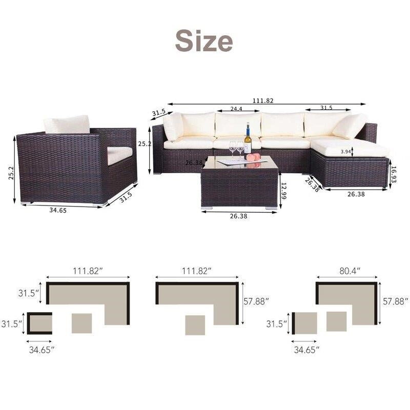 Jahala Wicker/Rattan 6 - Person Seating Group with Cushions