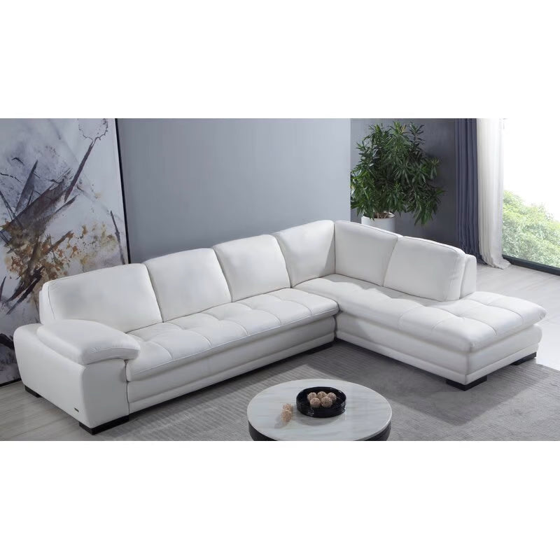 124" Wide Leather Match Sofa & Chaise