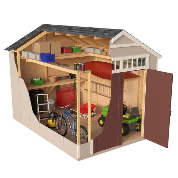 Installed Majestic 8 ft. x 12 ft. Wood Storage Shed with Autumn Brown Shingles