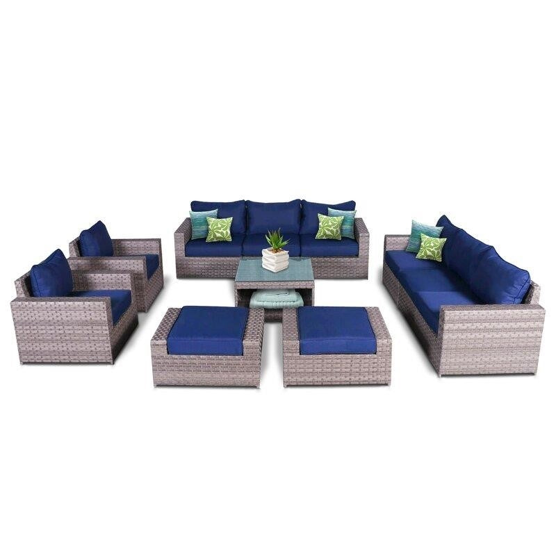 Kordell Wicker/Rattan 10 - Person Seating Group with Cushions