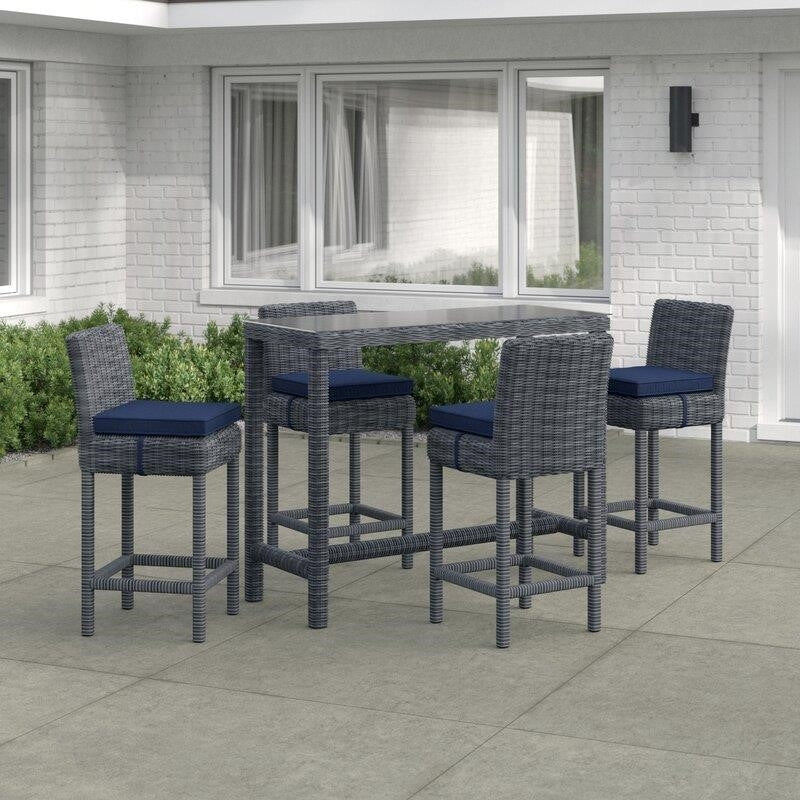 Keiran Rectangular 4 - Person 52'' Long Bar Height Dining Set with Cushions