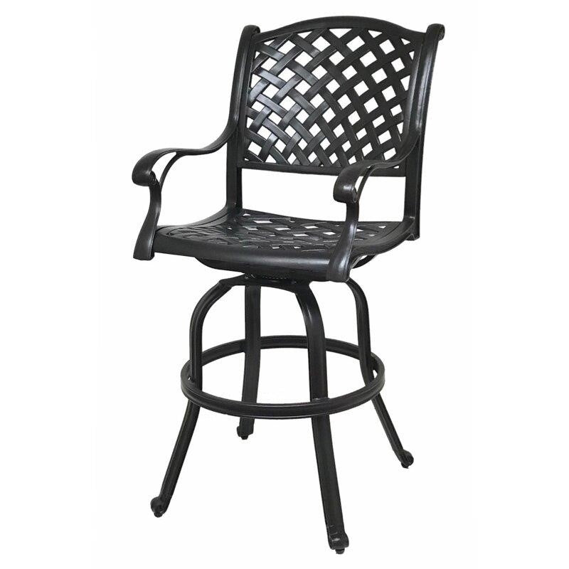 Wachtel Round 4 - Person 48'' Long Aluminum Bar Height Dining Set with Cushions