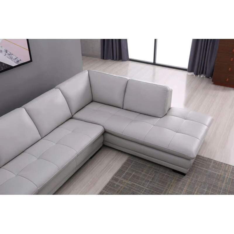 124" Wide Leather Match Sofa & Chaise