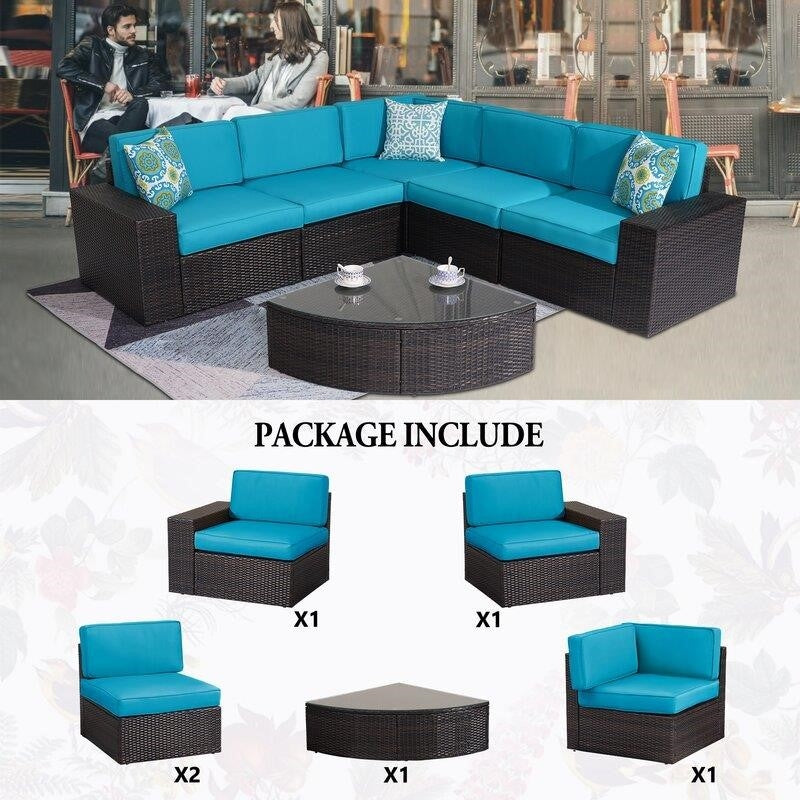 Kerwick Wicker/Rattan 5 - Person Seating Group with Cushions