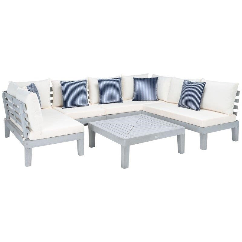 Greta Solid Wood 5 - Person Seating Group with Cushions